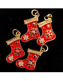 Navidad: Calcetín (2). Aleación de cobre. Baño 18k Gold. 23x15 milímetros. 5 mm arandela. 1 ud.