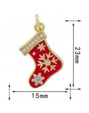 Navidad: Calcetín (2). Aleación de cobre. Baño 18k Gold. 23x15 milímetros. 5 mm arandela. 1 ud.