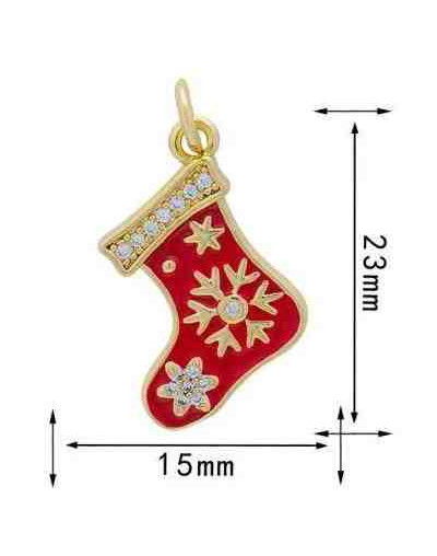 Navidad: Calcetín (2). Aleación de cobre. Baño 18k Gold. 23x15 milímetros. 5 mm arandela. 1 ud.