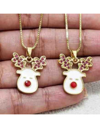 Navidad: Reno. Aleación de cobre. Baño 18k Gold. Zirconia. 20x15 milímetros.3x6 mm cierre. 1 ud.