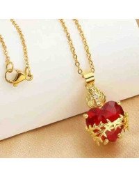 Religión: Corazón de Jesús. Aleación. Baño 18k Gold. Zirconia. 25x15 mm. 3x6 mm cierre. 1 ud.