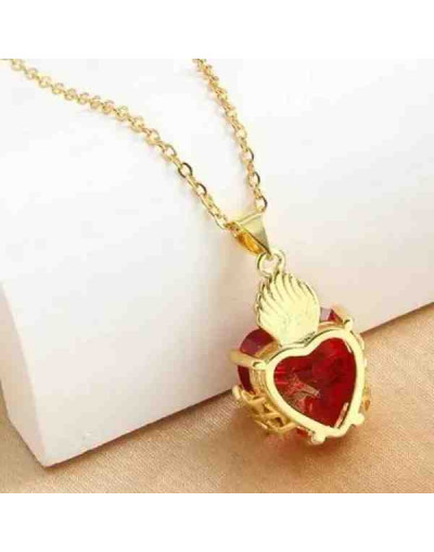 Religión: Corazón de Jesús. Aleación. Baño 18k Gold. Zirconia. 25x15 mm. 3x6 mm cierre. 1 ud.