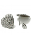 Pin para aretes. Corazón. Acero inoxidable. Color platedo. 15,5x16 mm. Cierre 6x4x3 mm. 2 unidades.