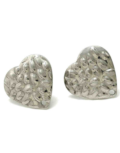 Pin para aretes. Corazón. Acero inoxidable. Color platedo. 15,5x16 mm. Cierre 6x4x3 mm. 2 unidades.