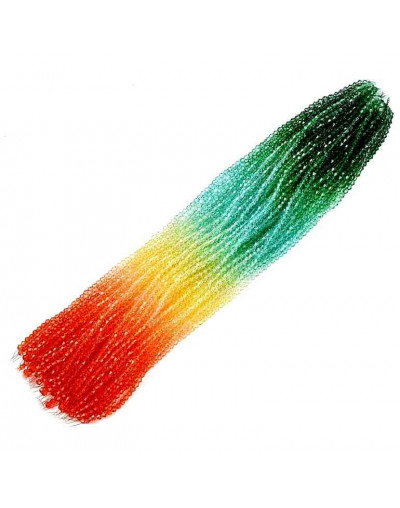 Bi-cono. Color degradado: verde a naranja. 4.5x4 mm. 0.8 mm perforación. 80 uds hilo aprox.