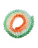 Bi-cono. Color degradado: verde a naranja. 4.5x4 mm. 0.8 mm perforación. 80 uds hilo aprox.