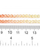 Bi-cono. Color degradado: verde a naranja. 4.5x4 mm. 0.8 mm perforación. 80 uds hilo aprox.