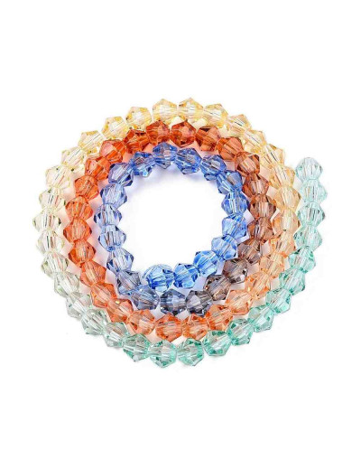 Bi-cono. Color degradado: verde a azul. 4.5x4 mm. 0.8 mm perforación. 80 uds hilo aprox.