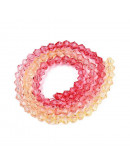 Bi-cono. Color degradado: naranja a rojo. 4.5x4 mm. 0.8 mm perforación. 80 uds hilo aprox.