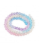 Bi-cono. Color degradado: amarillo a celeste. 4.5x4 mm. 0.8 mm perforación. 80 uds hilo aprox.