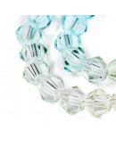 Bi-cono. Color degradado: amarillo a celeste. 4.5x4 mm. 0.8 mm perforación. 80 uds hilo aprox.