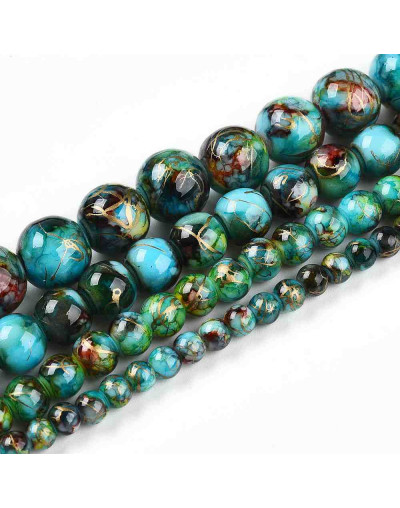 Esfera. Drawbench Style. Cyan. 6~6.5 mm. 1 mm perforación. 140 uds hilo aprox.