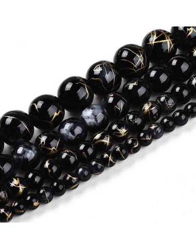 Esfera. Drawbench Style. Black. 6~6.5 mm. 1 mm perforación. 140 uds hilo aprox.