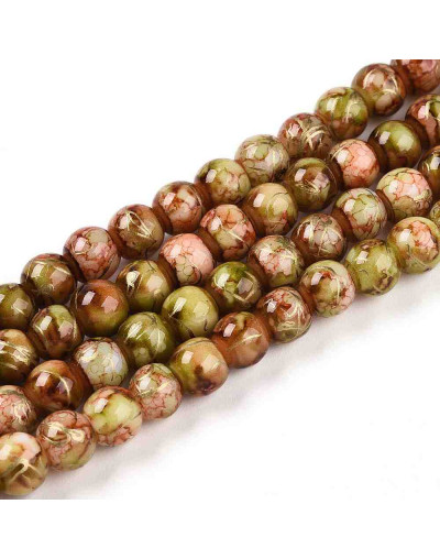 Esfera. Drawbench Style. Olive. 6~6.5 mm. 1 mm perforación. 140 uds hilo aprox.