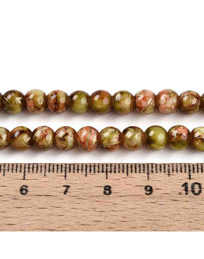 Esfera. Drawbench Style. Olive. 6~6.5 mm. 1 mm perforación. 140 uds hilo aprox.