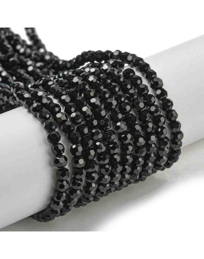 Esfera. Faceteada. 32 caras. Black. 3~3.5 mm diámetro. 0.6 mm perforación. 160 uds hilo aprox.