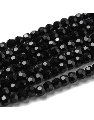 Esfera. Faceteada. 32 caras. Black. 3~3.5 mm diámetro. 0.6 mm perforación. 160 uds hilo aprox.