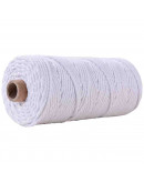 Hilo de algodón para macramé. 3 milímetros grosor. Color: WHITE. 100 metros. 1 cono.