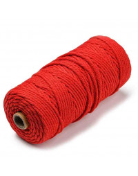 Hilo de algodón para macramé. 3 milímetros grosor. Color: CRIMSON. 100 metros. 1 cono.