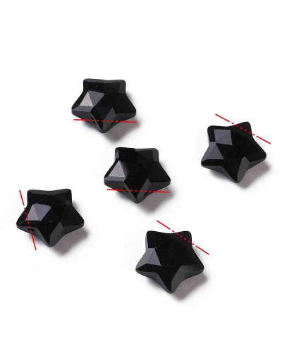 Obsidiana. Estrella faceteada. 13,5x14,5x6,5 mm. 0,8 mm perforación. 1 ud.