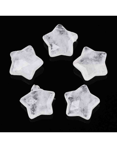 Cuarzo Cristal. Estrella faceteada. 13,5x14,5x6,5 mm. 0,8 mm perforación. 1 ud.