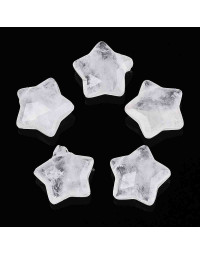 Cuarzo Cristal. Estrella faceteada. 13,5x14,5x6,5 mm. 0,8 mm perforación. 1 ud.