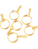Accesorio para llavero. Aleación de cobre. Color dorado. 28 mm diámetro. Con cadena. 20 uds.