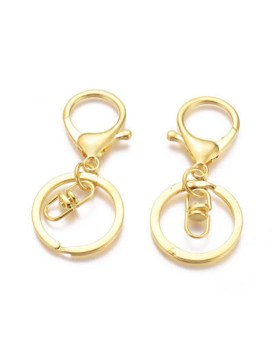 Accesorio para llavero. Aleación de cobre. Color dorado. 68x30 milímetros. 2 unidades.