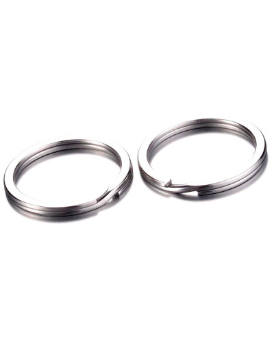 Accesorio para llavero. Acero inoxidable. Color platino. 25 mm diámetro. 2,8 mm grosor. 2 uds.