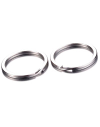 Accesorio para llavero. Acero inoxidable. Color platino. 25 mm diámetro. 2,8 mm grosor. 2 uds.