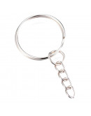 Accesorio para llavero. Aleación de cobre. Color platino. 24 mm diámetro. Con cadena. 20 uds.