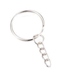 Accesorio para llavero. Aleación de cobre. Color platino. 24 mm diámetro. Con cadena. 20 uds.