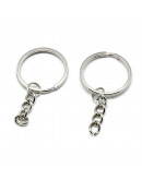 Accesorio para llavero. Aleación de cobre. Color platino. 28 mm diámetro. Con cadena. 20 uds.