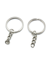 Accesorio para llavero. Aleación de cobre. Color platino. 28 mm diámetro. Con cadena. 20 uds.