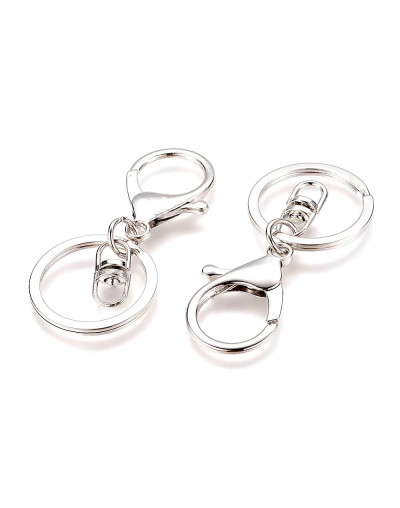 Accesorio para llavero. Aleación de cobre. Color platino. 68x30 milímetros. 2 unidades.