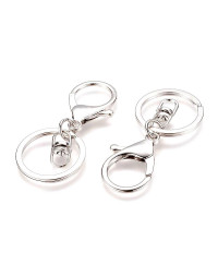 Accesorio para llavero. Aleación de cobre. Color platino. 68x30 milímetros. 2 unidades.