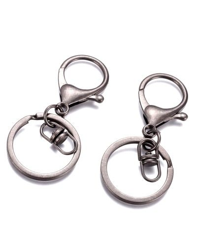 Accesorio para llavero. Aleación de cobre. Color gun metal. 68x30 milímetros. 2 unidades.