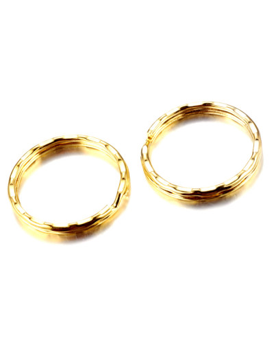 Accesorio para llavero. Aleación de cobre. Color dorado. 25 mm diámetro. 1,5 mm grosor. 10 uds.