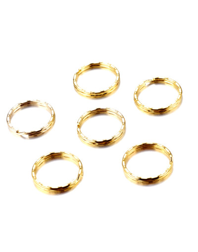 Accesorio para llavero. Aleación de cobre. Color dorado. 25 mm diámetro. 1,5 mm grosor. 10 uds.