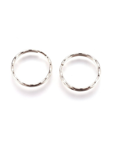 Accesorio para llavero. Aleación de cobre. Color plateado. 25 mm diámetro. 1,5 mm grosor. 10 uds.