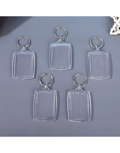 Accesorio para llavero. Rectángulo. Acrílico+aleación de cobre. 55x40 milímetros. 5 unidades.