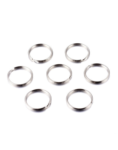 Accesorio para llavero. Aleación de cobre. Color platino. 25 mm diámetro. 2,5 mm grosor. 10 uds.