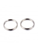 Accesorio para llavero. Aleación de cobre. Color platino. 25 mm diámetro. 2,5 mm grosor. 10 uds.