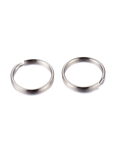 Accesorio para llavero. Aleación de cobre. Color platino. 25 mm diámetro. 2,5 mm grosor. 10 uds.