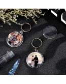 Accesorio para llavero. Moneda. Acrílico+aleación de cobre. 47x42x6 milímetros. 5 unidades.