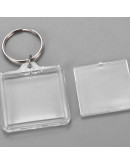 Accesorio para llavero. Cuadrado. Acrílico+aleación de cobre. 44x40x6 milímetros. 5 unidades.