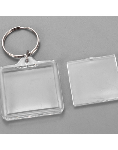 Accesorio para llavero. Cuadrado. Acrílico+aleación de cobre. 44x40x6 milímetros. 5 unidades.