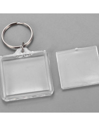 Accesorio para llavero. Cuadrado. Acrílico+aleación de cobre. 44x40x6 milímetros. 5 unidades.