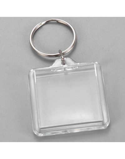 Accesorio para llavero. Cuadrado. Acrílico+aleación de cobre. 44x40x6 milímetros. 5 unidades.