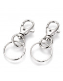 Accesorio para llavero. Aleación de cobre. Color platino. 60x25 milímetros. 2 unidades.